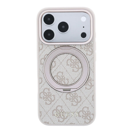 Guess Guess iPhone 18 Pro / iPhone 17 Pro Phone case MagSafe - 4G - PU - hard shell - ring stand - classic logo Beige Guess Guess iPhone 18 Pro / iPhone 17 Pro Phone case MagSafe - 4G - PU - hard shell - ring stand - classic logo Beige