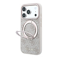 Guess Guess iPhone 18 Pro/iPhone 17 Pro Hartschalenhülle MagSafe PU 4G Ringständer Klassisches Logo - Beige