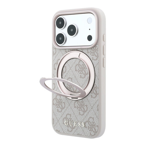 Guess Guess iPhone 18 Pro/iPhone 17 Pro Hartschalenhülle MagSafe PU 4G Ringständer Klassisches Logo - Beige