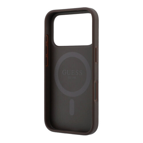 Guess Guess iPhone 18 Pro/iPhone 17 Pro Hartschalenhülle MagSafe PU 4G Ringständer Klassisches Logo - Braun