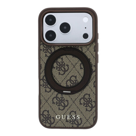Guess Guess iPhone 18 Pro / iPhone 17 Pro Phone case MagSafe - 4G - PU - hard shell - ring stand - classic logo Brown Guess Guess iPhone 18 Pro / iPhone 17 Pro Phone case MagSafe - 4G - PU - hard shell - ring stand - classic logo Brown