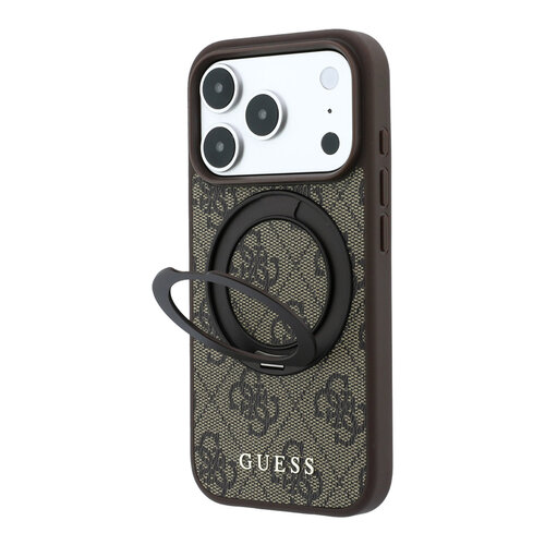 Guess Guess iPhone 18 Pro/iPhone 17 Pro Hartschalenhülle MagSafe PU 4G Ringständer Klassisches Logo - Braun