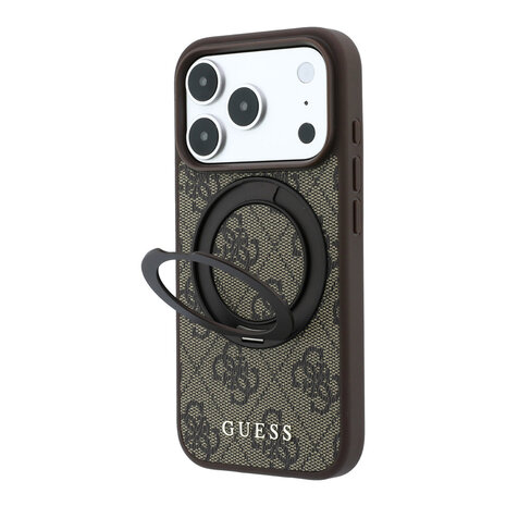 Guess Guess iPhone 18 Pro / iPhone 17 Pro Coque de téléphone MagSafe - 4G - PU - coque rigide - support à anneau - logo classique Marron Guess Guess iPhone 18 Pro / iPhone 17 Pro Coque de téléphone MagSafe - 4G - PU - coque rigide - support à anneau - logo classique Marron