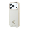 Guess Guess iPhone 18 Pro/iPhone 17 Pro Hartschalenhülle MagSafe Genarbtes PU Rundes Strasslogo - Beige