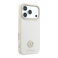 Guess Guess iPhone 18 Pro/iPhone 17 Pro Hartschalenhülle MagSafe Genarbtes PU Rundes Strasslogo - Beige