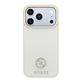 Guess Guess iPhone 18 Pro/iPhone 17 Pro Hartschalenhülle MagSafe Genarbtes PU Rundes Strasslogo - Beige