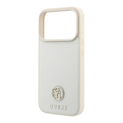 Guess Guess iPhone 18 Pro/iPhone 17 Pro Hartschalenhülle MagSafe Genarbtes PU Rundes Strasslogo - Beige