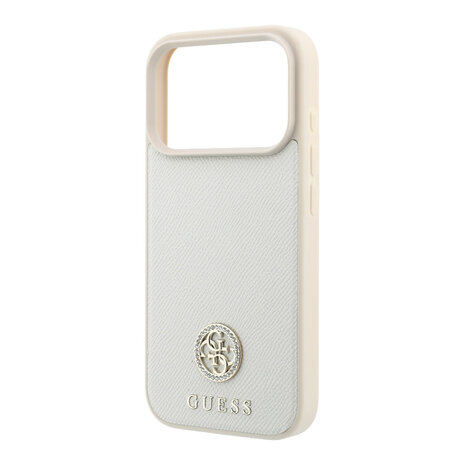 Guess Guess iPhone 18 Pro / iPhone 17 Pro Hoesje MagSafe - generfd PU - harde behuizing - rond strasslogo Beige Guess Guess iPhone 18 Pro / iPhone 17 Pro Hoesje MagSafe - generfd PU - harde behuizing - rond strasslogo Beige