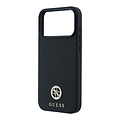 Guess Guess iPhone 18 Pro/iPhone 17 Pro Hartschalenhülle MagSafe Genarbtes PU Rundes Strasslogo - Schwarz
