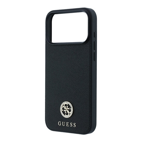Guess Guess iPhone 18 Pro / iPhone 17 Pro Phone case MagSafe - grained PU - hard shell - round rhinestone logo Black Guess Guess iPhone 18 Pro / iPhone 17 Pro Phone case MagSafe - grained PU - hard shell - round rhinestone logo Black