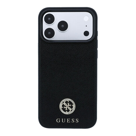 Guess Guess iPhone 18 Pro / iPhone 17 Pro Handyhülle MagSafe - genarbtes PU - Hartschale - rundes Strasslogo Schwarz Guess Guess iPhone 18 Pro / iPhone 17 Pro Handyhülle MagSafe - genarbtes PU - Hartschale - rundes Strasslogo Schwarz