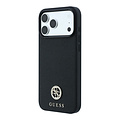 Guess Guess iPhone 18 Pro/iPhone 17 Pro Hartschalenhülle MagSafe Genarbtes PU Rundes Strasslogo - Schwarz