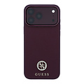 Guess Guess iPhone 18 Pro/iPhone 17 Pro Hartschalenhülle MagSafe Genarbtes PU Rundes Strasslogo - Bordeaux