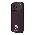 Guess Guess iPhone 18 Pro/iPhone 17 Pro Hartschalenhülle MagSafe Genarbtes PU Rundes Strasslogo - Bordeaux