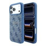 Guess Guess iPhone 18 Pro / iPhone 17 Pro Phone case MagSafe - embossed detailing - 4G - PU - hard shell - classic logo Light blue