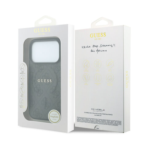 Guess Guess iPhone 18 Pro / iPhone 17 Pro Phone case MagSafe - embossed detailing - 4G - PU - hard shell - classic logo Black Guess Guess iPhone 18 Pro / iPhone 17 Pro Phone case MagSafe - embossed detailing - 4G - PU - hard shell - classic logo Black