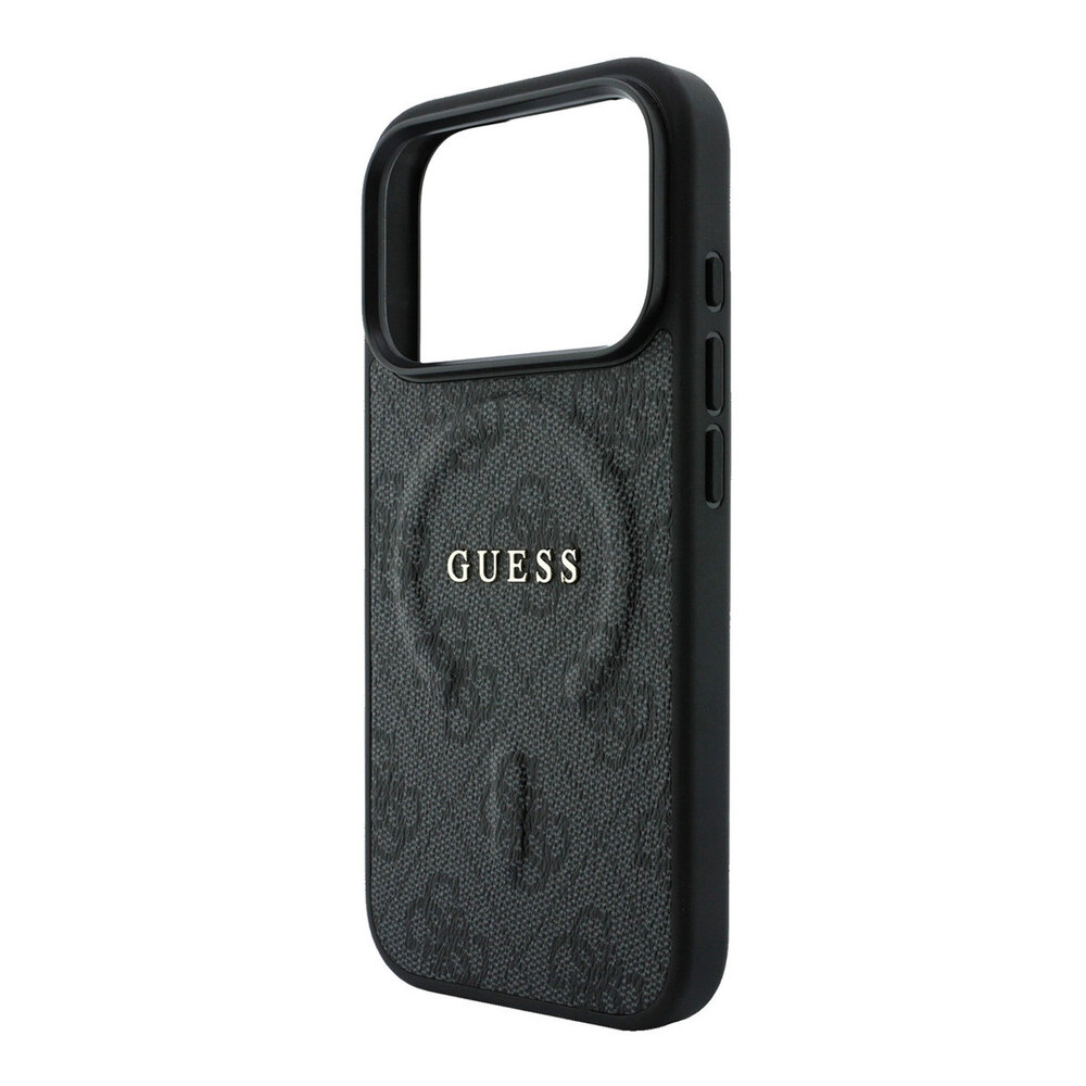 Guess Guess iPhone 18 Pro / iPhone 17 Pro Coque de téléphone MagSafe - détails en relief - 4G - PU - coque rigide - logo classique Noir