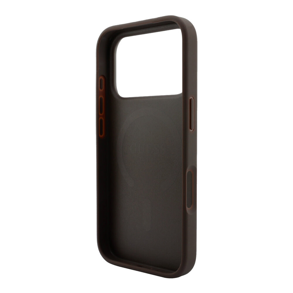 Guess Guess iPhone 18 Pro / iPhone 17 Pro Coque de téléphone MagSafe - détails en relief - 4G - PU - coque rigide - logo classique Marron Guess Guess iPhone 18 Pro / iPhone 17 Pro Coque de téléphone MagSafe - détails en relief - 4G - PU - coque rigide - logo classique Marron