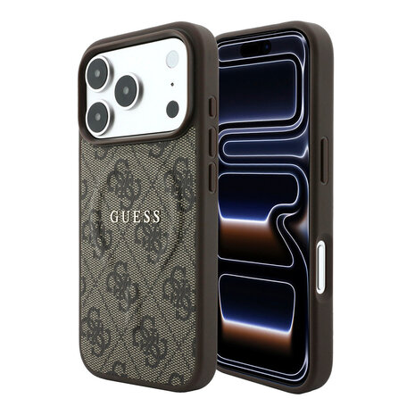 Guess Guess iPhone 18 Pro / iPhone 17 Pro Phone case MagSafe - embossed detailing - 4G - PU - hard shell - classic logo Brown Guess Guess iPhone 18 Pro / iPhone 17 Pro Phone case MagSafe - embossed detailing - 4G - PU - hard shell - classic logo Brown