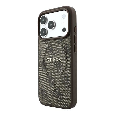 Guess Guess iPhone 18 Pro / iPhone 17 Pro Hoesje MagSafe - reliëf - 4G - PU - harde behuizing - klassiek logo Bruin Guess Guess iPhone 18 Pro / iPhone 17 Pro Hoesje MagSafe - reliëf - 4G - PU - harde behuizing - klassiek logo Bruin