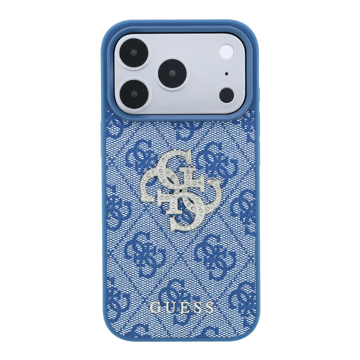 Guess Guess iPhone 18 Pro / iPhone 17 Pro Hoesje 4G - PU - harde behuizing - groot strasslogo Blauw, foto 3 van 6