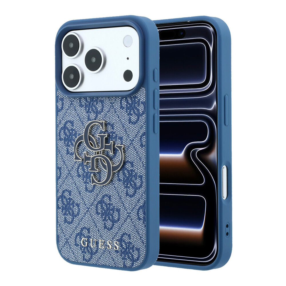 Guess Guess iPhone 18 Pro / iPhone 17 Pro Phone case 4G - PU - hard shell - large resin logo Blue Guess Guess iPhone 18 Pro / iPhone 17 Pro Phone case 4G - PU - hard shell - large resin logo Blue