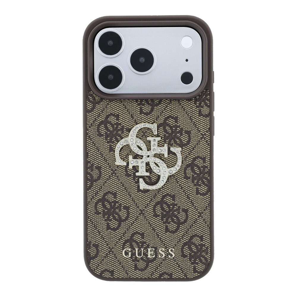 Guess Guess iPhone 18 Pro / iPhone 17 Pro Phone case 4G - PU - hard shell - large rhinestone logo Brown