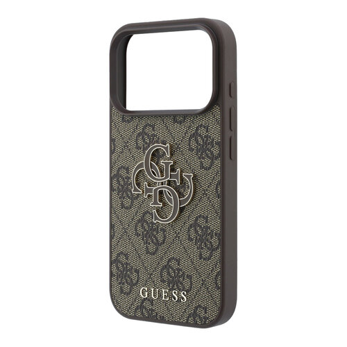 Guess Guess iPhone 18 Pro/iPhone 17 Pro Hartschalenhülle PU 4G Großes Kunstharzlogo - Braun
