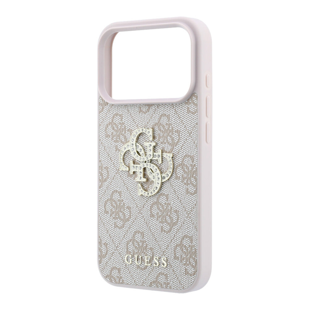 Guess Guess iPhone 18 Pro / iPhone 17 Pro Phone case 4G - PU - hard shell - large rhinestone logo Pink Guess Guess iPhone 18 Pro / iPhone 17 Pro Phone case 4G - PU - hard shell - large rhinestone logo Pink