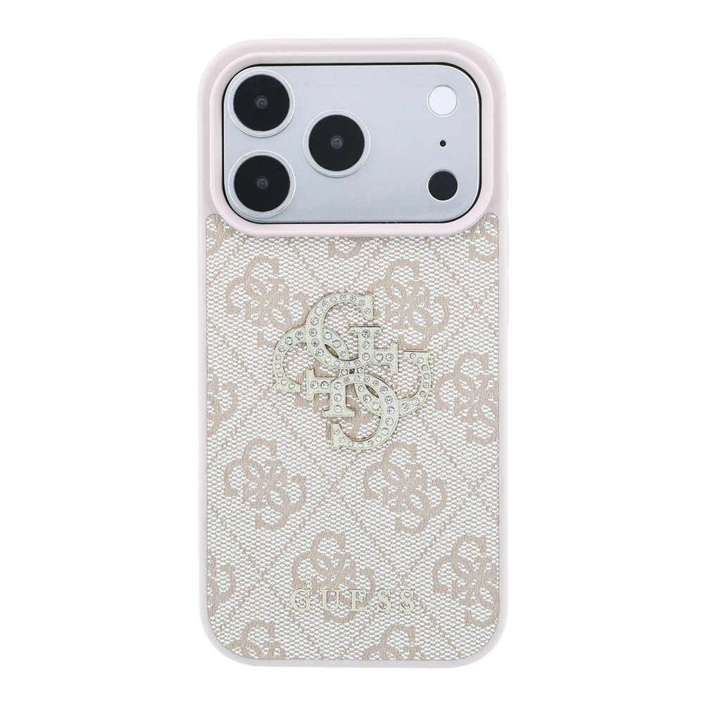 Guess Guess iPhone 18 Pro / iPhone 17 Pro Phone case 4G - PU - hard shell - large rhinestone logo Pink Guess Guess iPhone 18 Pro / iPhone 17 Pro Phone case 4G - PU - hard shell - large rhinestone logo Pink