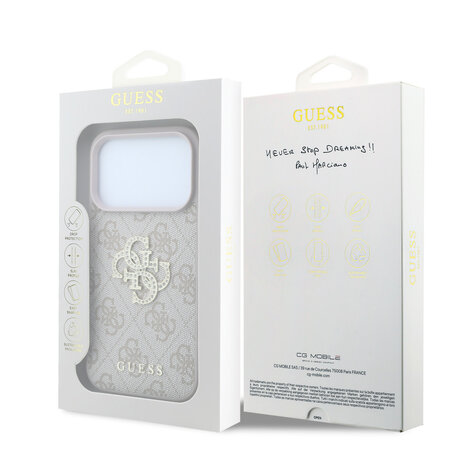 Guess Guess iPhone 18 Pro / iPhone 17 Pro Handyhülle 4G - PU - Hartschale - großes Strasslogo Rosa Guess Guess iPhone 18 Pro / iPhone 17 Pro Handyhülle 4G - PU - Hartschale - großes Strasslogo Rosa