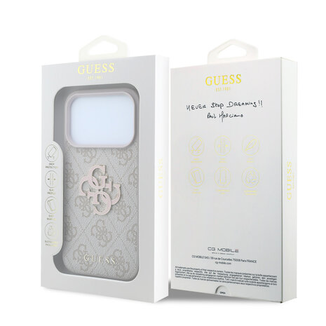 Guess Guess iPhone 18 Pro / iPhone 17 Pro Coque de téléphone 4G - PU - coque rigide - grand logo en résine Rose