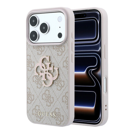 Guess Guess iPhone 18 Pro / iPhone 17 Pro Hoesje 4G - PU - harde behuizing - groot logo van hars Roze Guess Guess iPhone 18 Pro / iPhone 17 Pro Hoesje 4G - PU - harde behuizing - groot logo van hars Roze