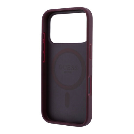 Guess Guess iPhone 18 Pro Max / iPhone 17 Pro Max Hoesje MagSafe - PU - geperforeerd - 4G - harde behuizing - goudkleurig logo Bordeaux Guess Guess iPhone 18 Pro Max / iPhone 17 Pro Max Hoesje MagSafe - PU - geperforeerd - 4G - harde behuizing - goudkleurig logo Bordeaux