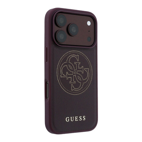 Guess Guess iPhone 18 Pro Max / iPhone 17 Pro Max Coque de téléphone MagSafe - PU - perforé - 4G - coque rigide - logo doré Bordeaux Guess Guess iPhone 18 Pro Max / iPhone 17 Pro Max Coque de téléphone MagSafe - PU - perforé - 4G - coque rigide - logo doré Bordeaux
