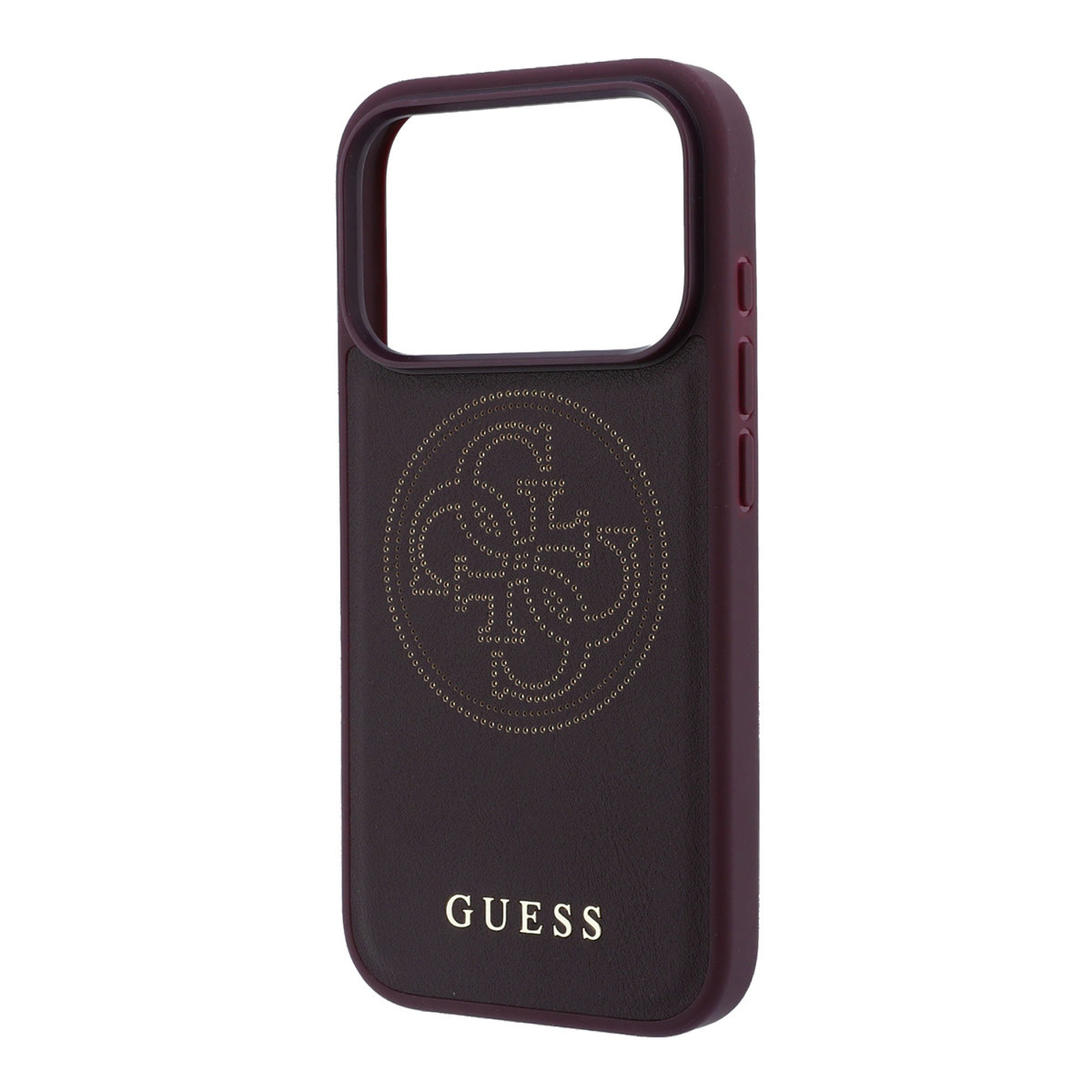 Guess Guess iPhone 18 Pro Max / iPhone 17 Pro Max Hoesje MagSafe - PU - geperforeerd - 4G - harde behuizing - goudkleurig logo Bordeaux, foto 6 van 6