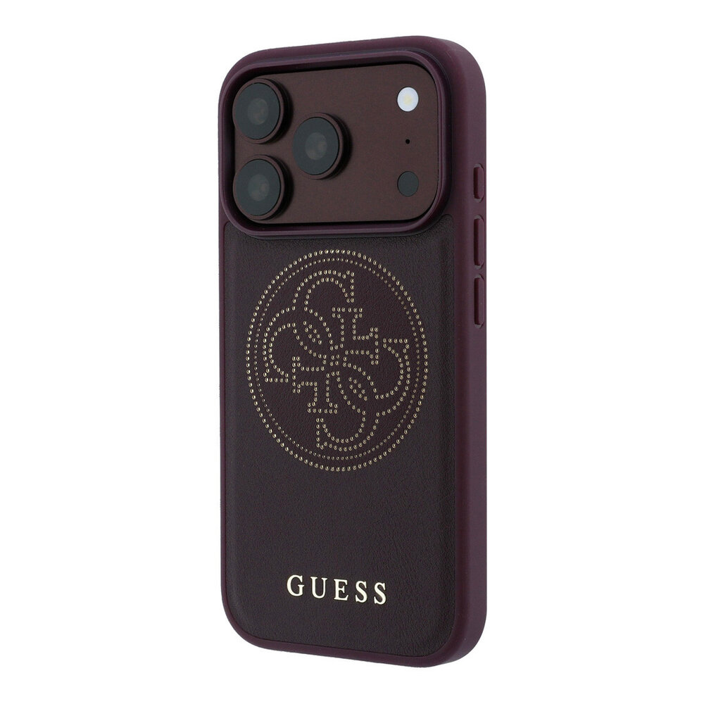 Guess Guess iPhone 18 Pro Max / iPhone 17 Pro Max Hoesje MagSafe - PU - geperforeerd - 4G - harde behuizing - goudkleurig logo Bordeaux Guess Guess iPhone 18 Pro Max / iPhone 17 Pro Max Hoesje MagSafe - PU - geperforeerd - 4G - harde behuizing - goudkleurig logo Bordeaux