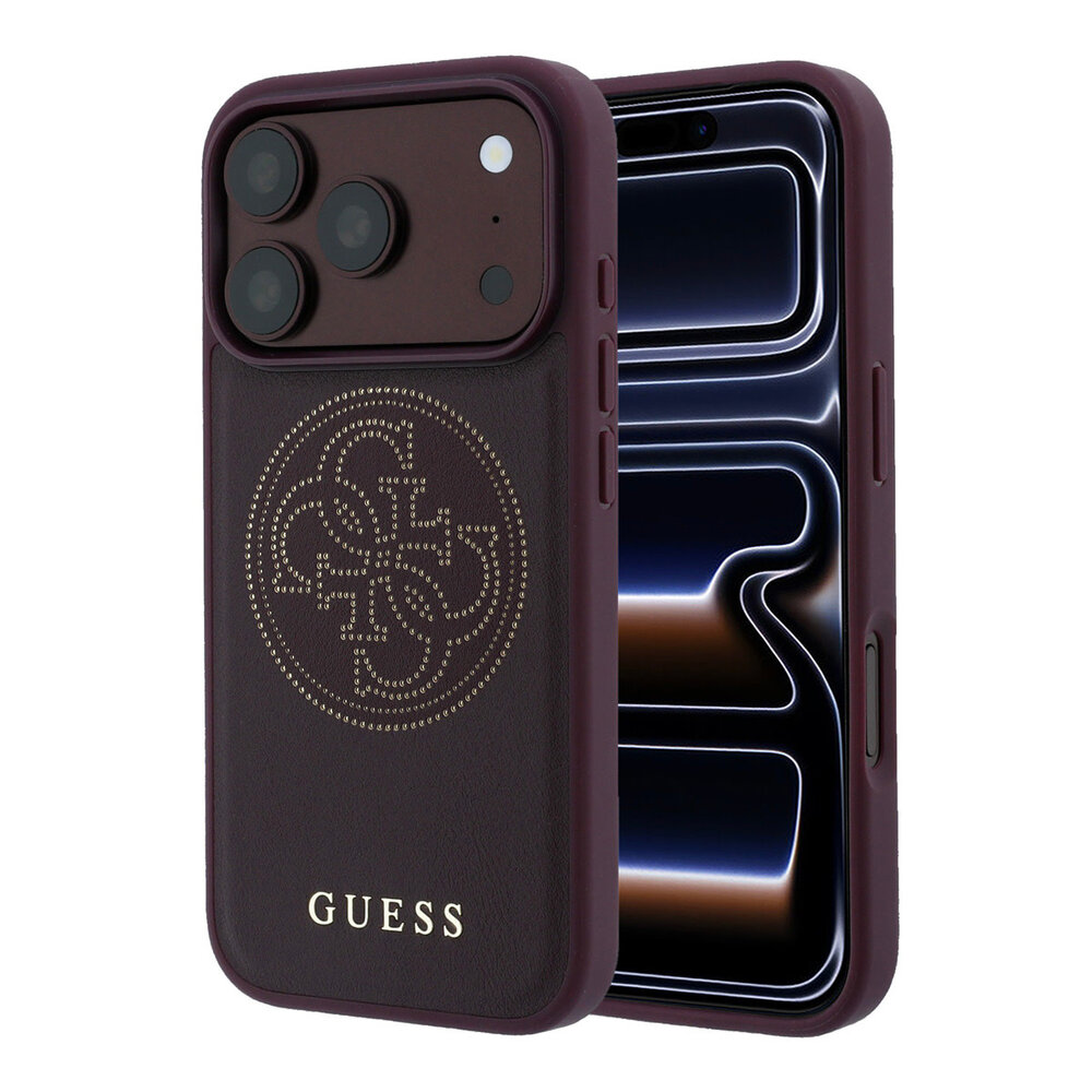 Guess Guess iPhone 18 Pro Max / iPhone 17 Pro Max Hoesje MagSafe - PU - geperforeerd - 4G - harde behuizing - goudkleurig logo Bordeaux Guess Guess iPhone 18 Pro Max / iPhone 17 Pro Max Hoesje MagSafe - PU - geperforeerd - 4G - harde behuizing - goudkleurig logo Bordeaux