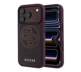 Guess Guess iPhone 18 Pro Max / iPhone 17 Pro Max Hoesje MagSafe - PU - geperforeerd - 4G - harde behuizing - goudkleurig logo Bordeaux