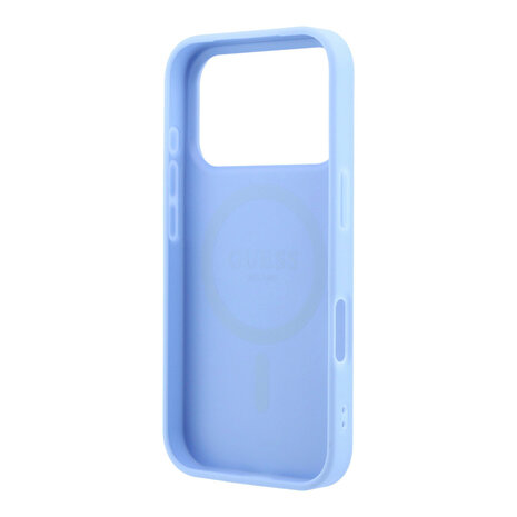 Guess Guess iPhone 18 Pro Max / iPhone 17 Pro Max Handyhülle MagSafe - genarbtes PU - Hartschale - rundes Strasslogo Hellblau Guess Guess iPhone 18 Pro Max / iPhone 17 Pro Max Handyhülle MagSafe - genarbtes PU - Hartschale - rundes Strasslogo Hellblau