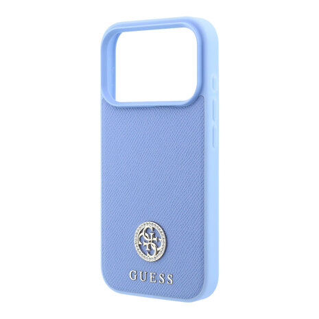 Guess Guess iPhone 18 Pro Max / iPhone 17 Pro Max Hoesje MagSafe - generfd PU - harde behuizing - rond strasslogo Lichtblauw Guess Guess iPhone 18 Pro Max / iPhone 17 Pro Max Hoesje MagSafe - generfd PU - harde behuizing - rond strasslogo Lichtblauw