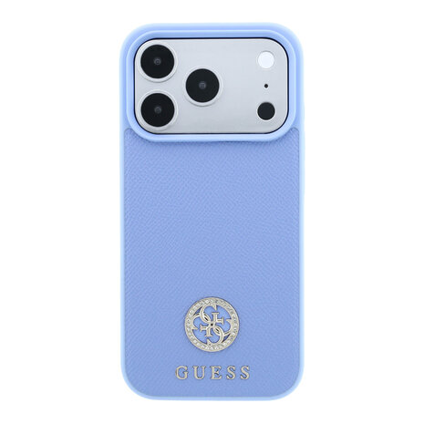 Guess Guess iPhone 18 Pro Max / iPhone 17 Pro Max Hoesje MagSafe - generfd PU - harde behuizing - rond strasslogo Lichtblauw Guess Guess iPhone 18 Pro Max / iPhone 17 Pro Max Hoesje MagSafe - generfd PU - harde behuizing - rond strasslogo Lichtblauw