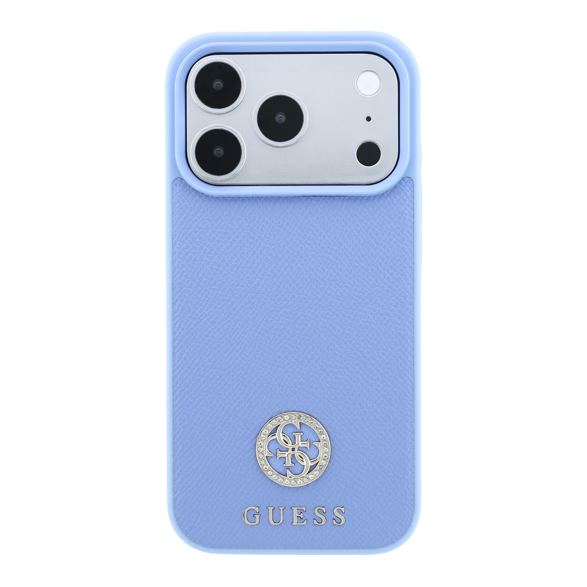 Guess Guess iPhone 18 Pro Max / iPhone 17 Pro Max Hoesje MagSafe - generfd PU - harde behuizing - rond strasslogo Lichtblauw, foto 3 van 6
