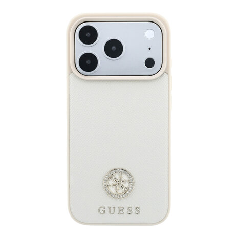 Guess Guess iPhone 18 Pro Max / iPhone 17 Pro Max Phone case MagSafe - grained PU - hard shell - round rhinestone logo Beige Guess Guess iPhone 18 Pro Max / iPhone 17 Pro Max Phone case MagSafe - grained PU - hard shell - round rhinestone logo Beige