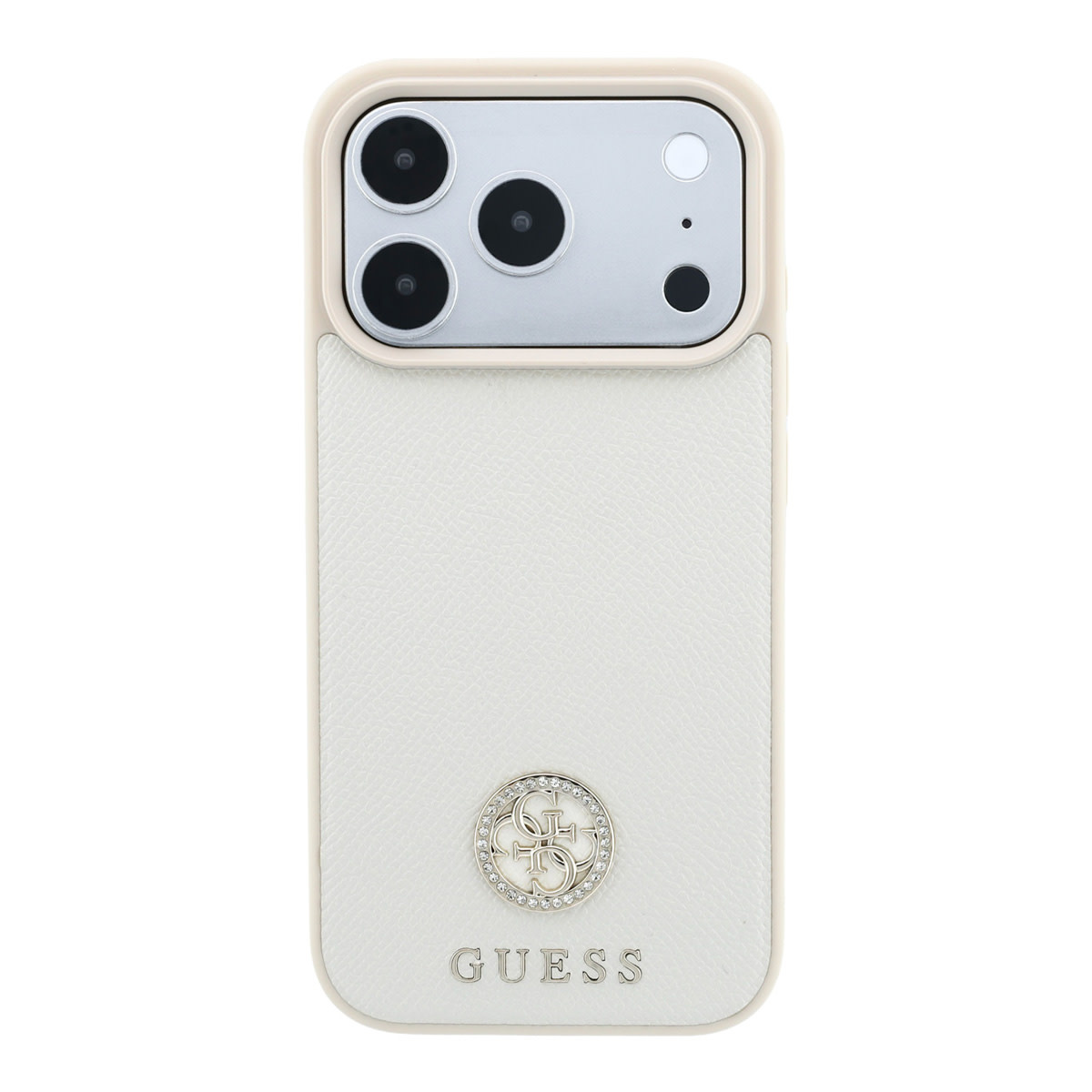 Guess Guess iPhone 18 Pro Max / iPhone 17 Pro Max Hoesje MagSafe - generfd PU - harde behuizing - rond strasslogo Beige, foto 3 van 6