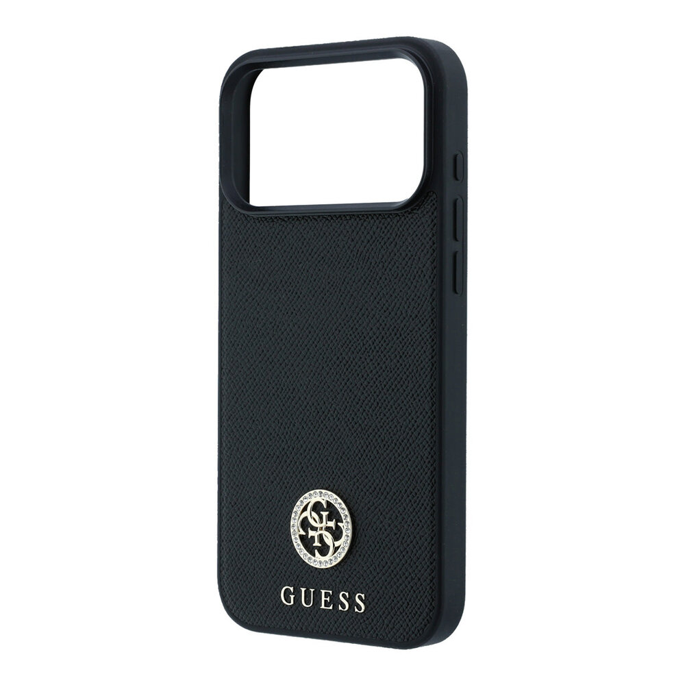 Guess Guess iPhone 18 Pro Max / iPhone 17 Pro Max Phone case MagSafe - grained PU - hard shell - round rhinestone logo Black Guess Guess iPhone 18 Pro Max / iPhone 17 Pro Max Phone case MagSafe - grained PU - hard shell - round rhinestone logo Black