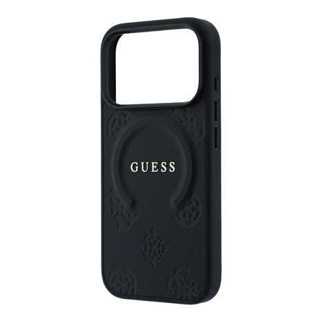 Guess Guess iPhone 18 Pro Max / iPhone 17 Pro Max Hoesje MagSafe - Saffiano - harde behuizing - Peony - ringstandaard Zwart Guess Guess iPhone 18 Pro Max / iPhone 17 Pro Max Hoesje MagSafe - Saffiano - harde behuizing - Peony - ringstandaard Zwart