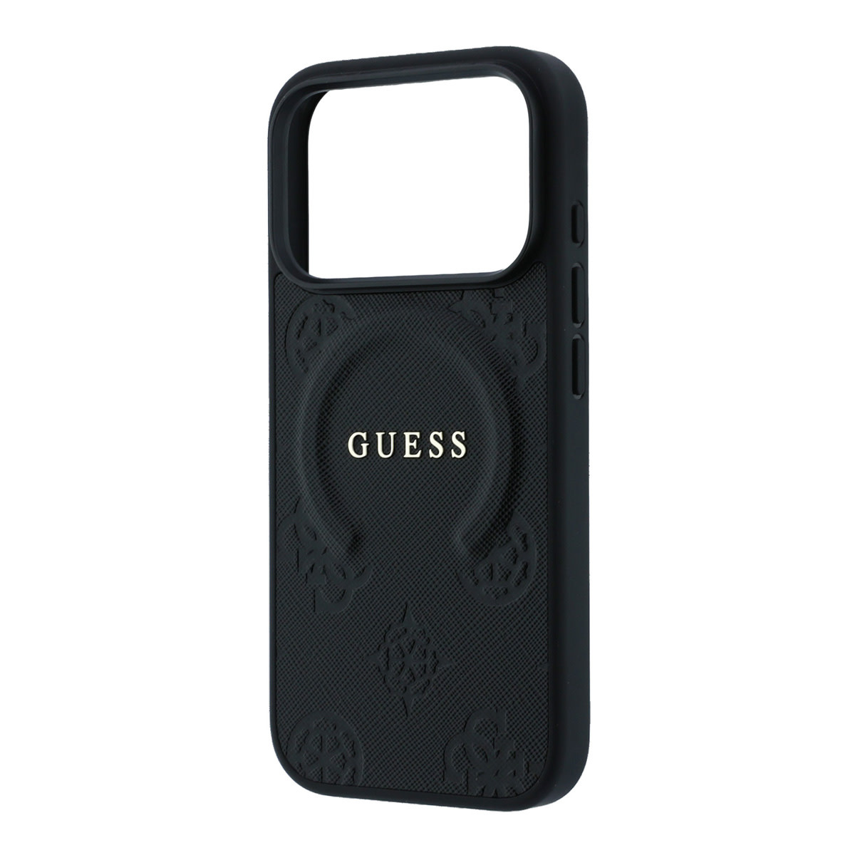 Guess Guess iPhone 18 Pro Max / iPhone 17 Pro Max Hoesje MagSafe - Saffiano - harde behuizing - Peony - ringstandaard Zwart, foto 6 van 6