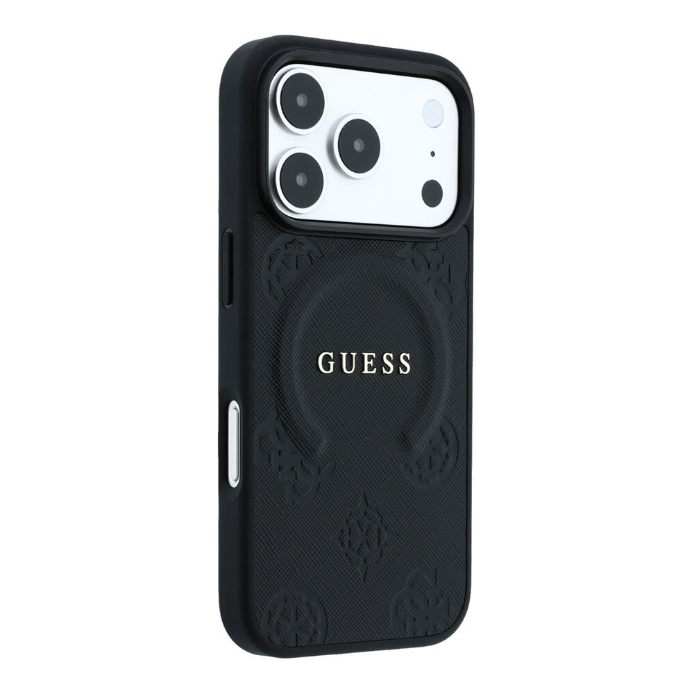 Guess Guess iPhone 18 Pro Max / iPhone 17 Pro Max Phone case MagSafe - Saffiano - hard shell - Peony - ring stand Black Guess Guess iPhone 18 Pro Max / iPhone 17 Pro Max Phone case MagSafe - Saffiano - hard shell - Peony - ring stand Black