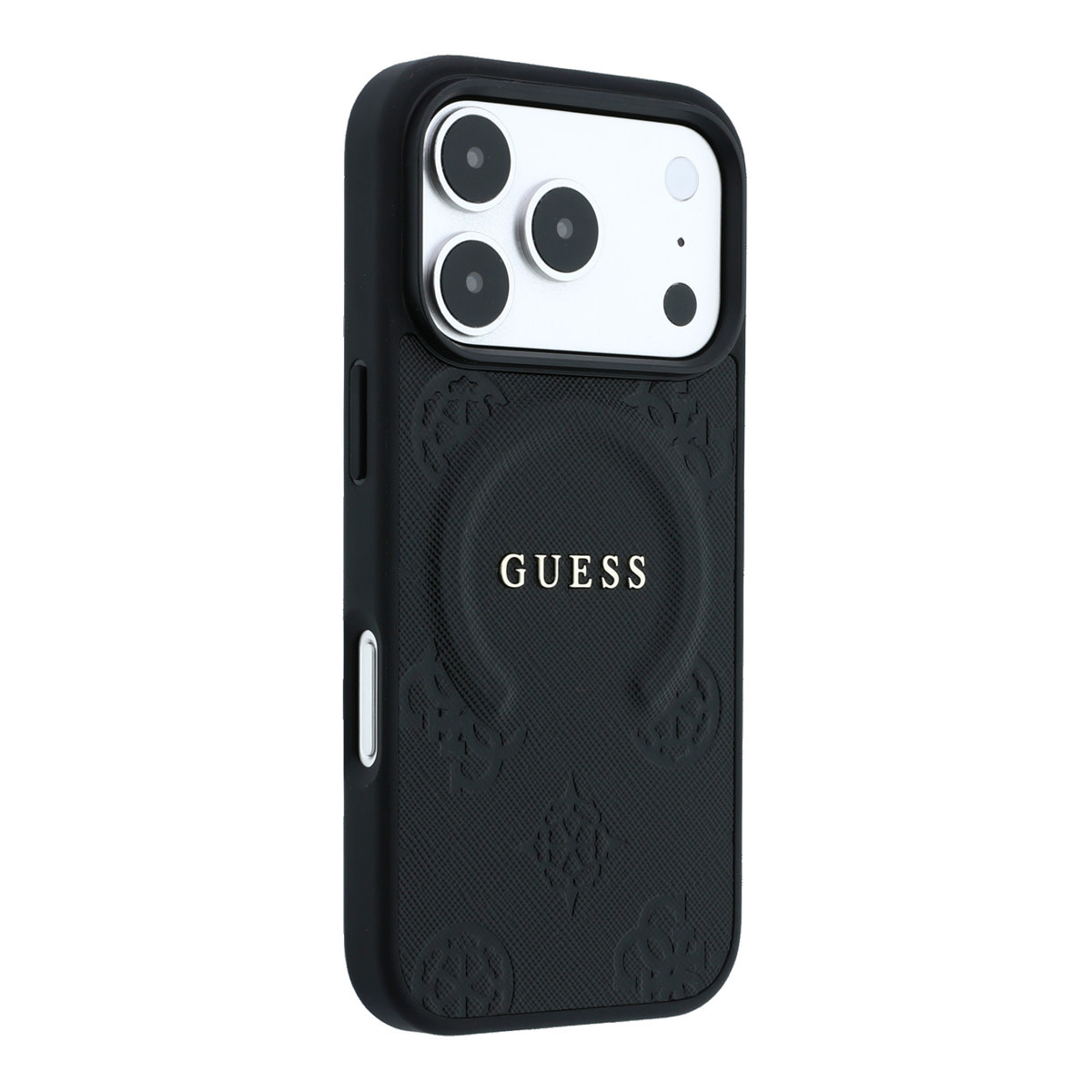 Guess Guess iPhone 18 Pro Max / iPhone 17 Pro Max Hoesje MagSafe - Saffiano - harde behuizing - Peony - ringstandaard Zwart, foto 4 van 6